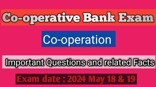 Cooperation Important questionsJunior Cooperative InspectorCooperative bank junior Clerk Exam [upl. by Holmun491]