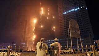 UAE Fire Blaze erupts at a tower in city of Ajman [upl. by Uhsoj]