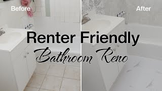 I renovated my old as heck bathroom  Renter Friendly Bathroom Update [upl. by Popele239]