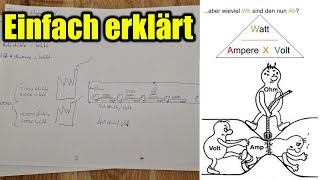 Unterschied  Volt Watt Ampere und Kabeldurchschnitt einfach Erklärt [upl. by Rubi]