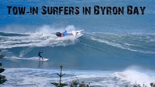 Tallows Beach towin surfers rip in Byron Bay [upl. by Reniti]