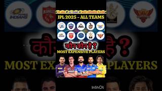 IPL 2025 की All Teams के Most Expensive Players [upl. by Euqirne]