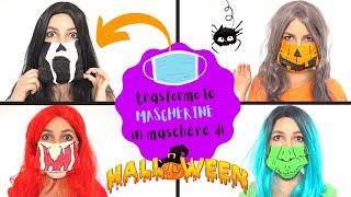 TRASFORMO LE MASCHERINE IN MASCHERE DI HALLOWEEN [upl. by Llerrahs78]