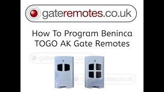 How to program Beninca TO GO AK Gate Remote Transmitter Keyfobs [upl. by Joiner]