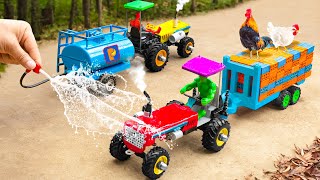 DIY mini tractor transporting gasoline rescue heavy truck  diy Fire Truck rescues Petrol Pump [upl. by Ott]