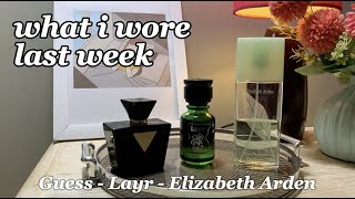 What I Wore Last Week  Elizabeth Arden  Layr  Guess Perfume [upl. by Waddle427]