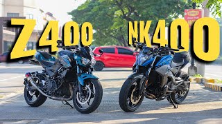 AFFORDABLE 400CC MOTORCYCLE FOR BEGINNERS  Z400 AND NK400 REVIEW [upl. by Accissej114]