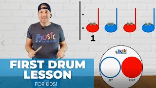 Easy First Drum Lesson  For Kids [upl. by Ronna250]