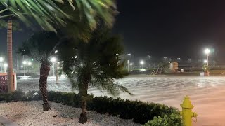 The Caloosahatchee River pushes inland causing intense flooding as roads begin to disappear in Fo [upl. by Potts]