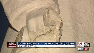 Slavery opponent John Browns statue hit again by vandals [upl. by Artapoelc]