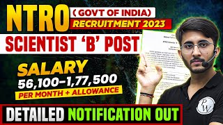 NTRO Scientist B Post Recruitment 2023  Details Notification Out  Know Salary  Allowances [upl. by Bibby]