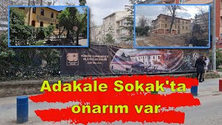 Adakale Sokak tarihi binalar onarımda Vilayetler birliği Ziraat bankası 19022024 [upl. by Aneeled90]