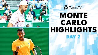 Khachanov vs Norrie Dimitrov Tsitsipas amp AugerAliassime Play  MonteCarlo 2024 Highlights Day 2 [upl. by Robson]