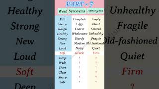 Word vs Synonym vs Antonym Part 7  English Grammer learnenglish [upl. by Nena]