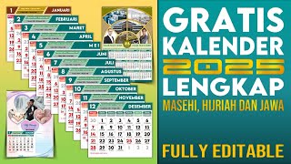 Gratis Kalender 2025 Masehi Hijriah Jawa [upl. by Nnylf213]