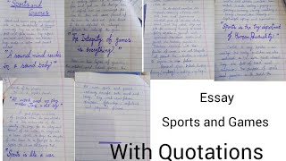 Essay on quot Sports and Gamesquot with Quotations in English aqsa essays subscribe [upl. by Krum]