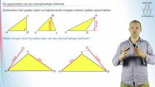 De oppervlakte van een stomphoekige driehoek  WiskundeAcademie [upl. by Briny]