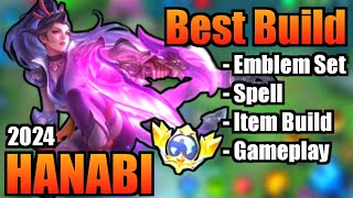 HANABI BEST BUILD 2024  TOP 1 GLOBAL HANABI BUILD  HANABI  MOBILE LEGENDS  MLBB [upl. by Gnirps]