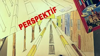 PERSPEKTİF ÇİZİMİ TEK KAÇIŞ BOYAMA resim görselsanatlardersi görselsanatlar drawing art [upl. by Asertal]