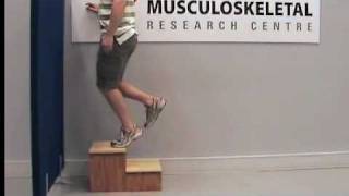 Eccentric calf muscle exercises for Achilles tendinopathy Part 3 [upl. by Tioneb]