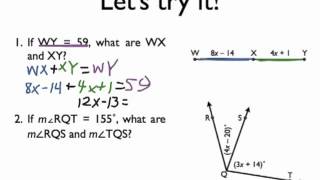 Segment and Angle Addition Postulates [upl. by Anoel921]