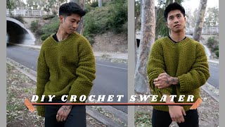 CROCHET SWEATER TUTORIAL FOR BEGINNERS  how to crochet an oversized pullover sweater EASY 💫 [upl. by Ellora]