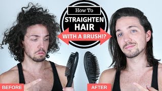 ✅ How To Straighten Hair with a Brush  Mens Hair Straightening [upl. by Chancey]