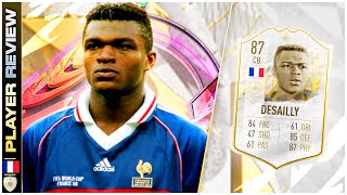 ICON 87 RATED MARCEL DESAILLY REVIEW  FIFA 22 ULTIMATE TEAM  ONE OF THE BEST CENTRE BACKS [upl. by Atterbury]