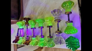 POIGNÉES  BOUTONS DE PORTE en Verre DURANIUM OURALINE URANE  URANIUM GLASS KNOBS [upl. by Eiramanin]