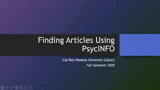 Finding Articles using PsycINFO [upl. by Ulrike]