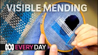 Visible mending brings new life to old damaged clothes 🧵✂️  Everyday  ABC Australia [upl. by Nogam339]