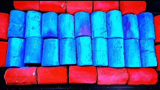 Blue💙 Red❤ Cylinders Crunchy Reformed Crush ASMR  GymChalk Crumbles  Oddly Satisfying [upl. by Accalia]