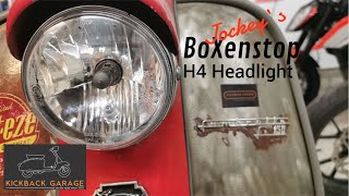 Jockeys Boxenstop H4 headlight conversion kickbackgarage lambretta [upl. by Kakalina244]