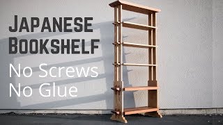 Japanese Style Bookshelf With Traditional Hand Cut Joinery  Woodworking  How To [upl. by Ahsieyk]