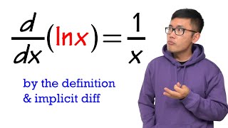 how do we know the derivative of lnx is 1x the definition amp implicit differentiation [upl. by Vernon878]