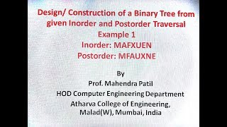 Designing a Binary Tree from given Inorder and Postorder Traversal Sequence [upl. by Nyliahs]