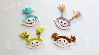 Cute Girl Hairclip Brooch Crochet｜Hair Accessories Crochet｜Easy Crochet Tutorial｜Step by step [upl. by Aggie]