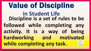 Value of discipline in student life essay or speech in English  Importance of discipline [upl. by Yauqram]