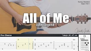 All of Me  John Legend  Fingerstyle Guitar  TAB  Chords  Lyrics [upl. by Sherurd]