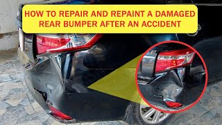 How to Repair and Repaint A Damaged Rear Bumper After An Accident  Toyota Vios  Car Painting [upl. by Clancy]