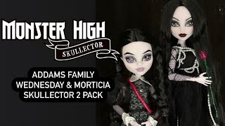 Monster High Skullector Addams Family Wednesday and Morticia 2 pack dolls unboxing and review [upl. by Einnov32]