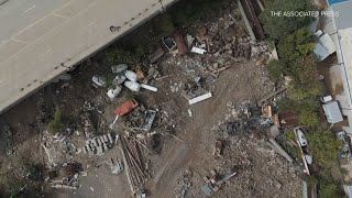 Asheville North Carolina  Drone video of the area after storms [upl. by Ahsykal]