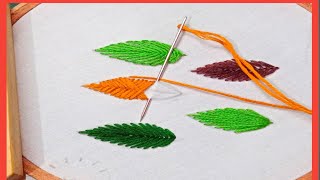 5 types of leaf filling Stitches for beginners🔥🌿 Easy and Simple Stitches [upl. by Einahpet]