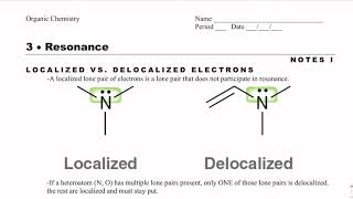 Organic Chemistry Notes 31 Localized vs Delocalized Electrons [upl. by Aierb]