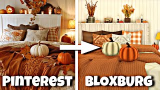 BUILDING A FALL THEMED BEDROOM from Pinterest On Bloxburg 🍁 [upl. by Hach]