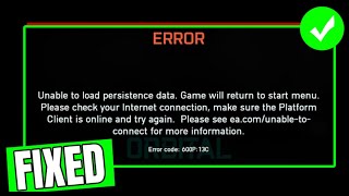 How To Fix quotUnable to load persistence dataquot Error In Battlefield 2042  Fix Error Code 600P 13C [upl. by Ahsilram]