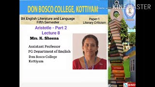 LITERARY CRITICISM BA S5 ARISTOTLEPART 2 LECTURE 8 [upl. by Nosneb]