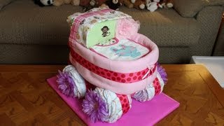 Baby Carriage Diaper Cake How To Make [upl. by Ennirroc]