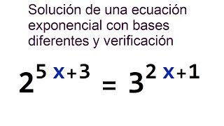 Ecuación exponencial con bases diferentes [upl. by Llenaej989]