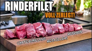 ZERLEGT Das RINDERFILET im DETAIL Chateaubriand grillen mit leckeren Pfifferlingen [upl. by Prospero232]